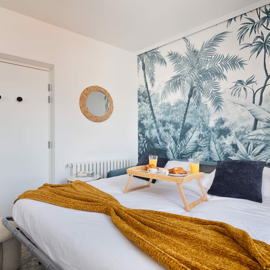 Espace nuit cosy du studio 2.1 en location courte durée à Paris