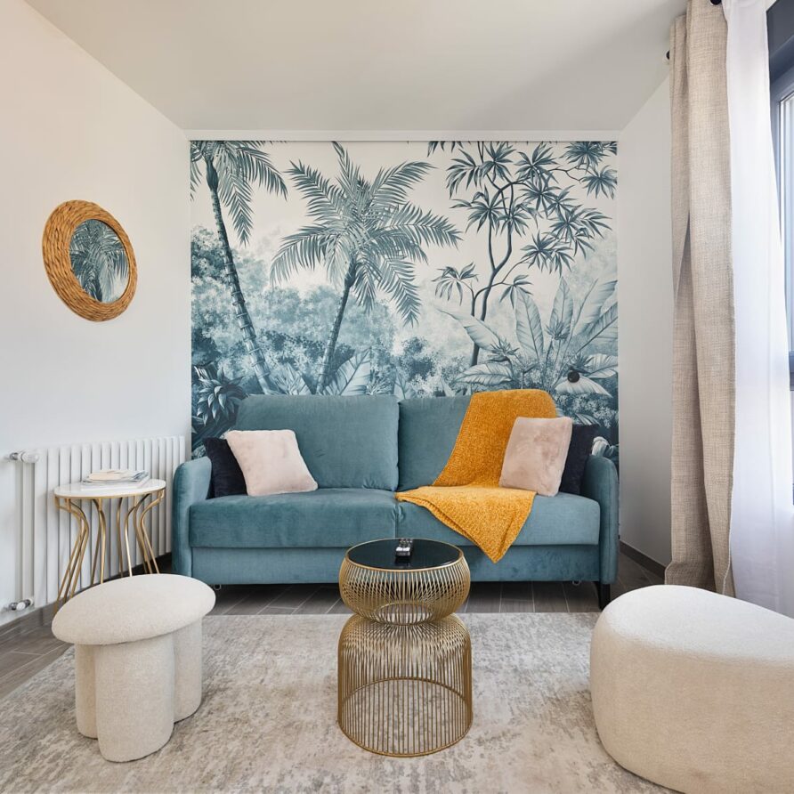 Salon du studio 2.1 charmant et chaleureux à Paris